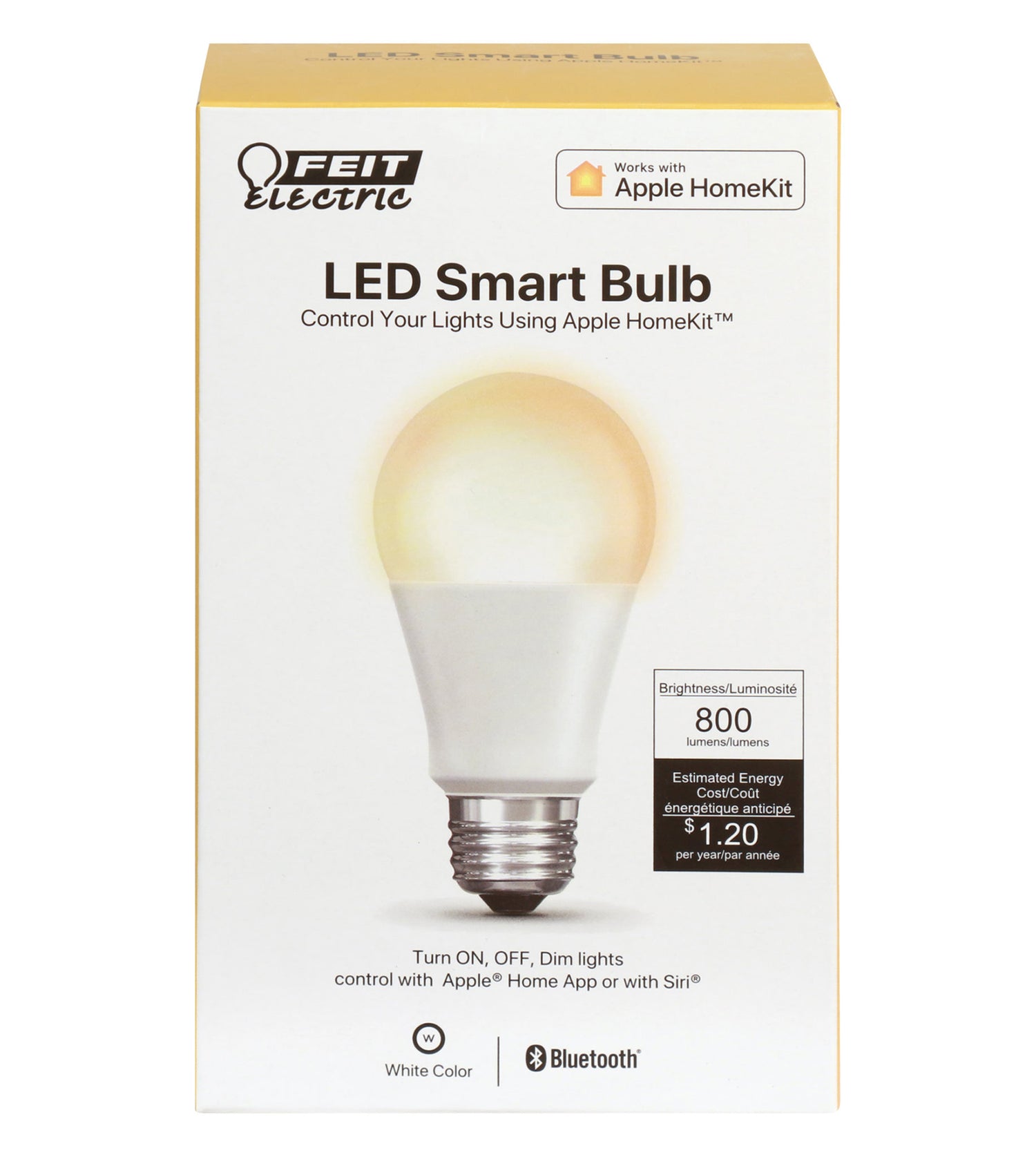 LED Apple HomeKit A19 60W Eq., 800 Lumens, 25,000 Life Hours, 2700K