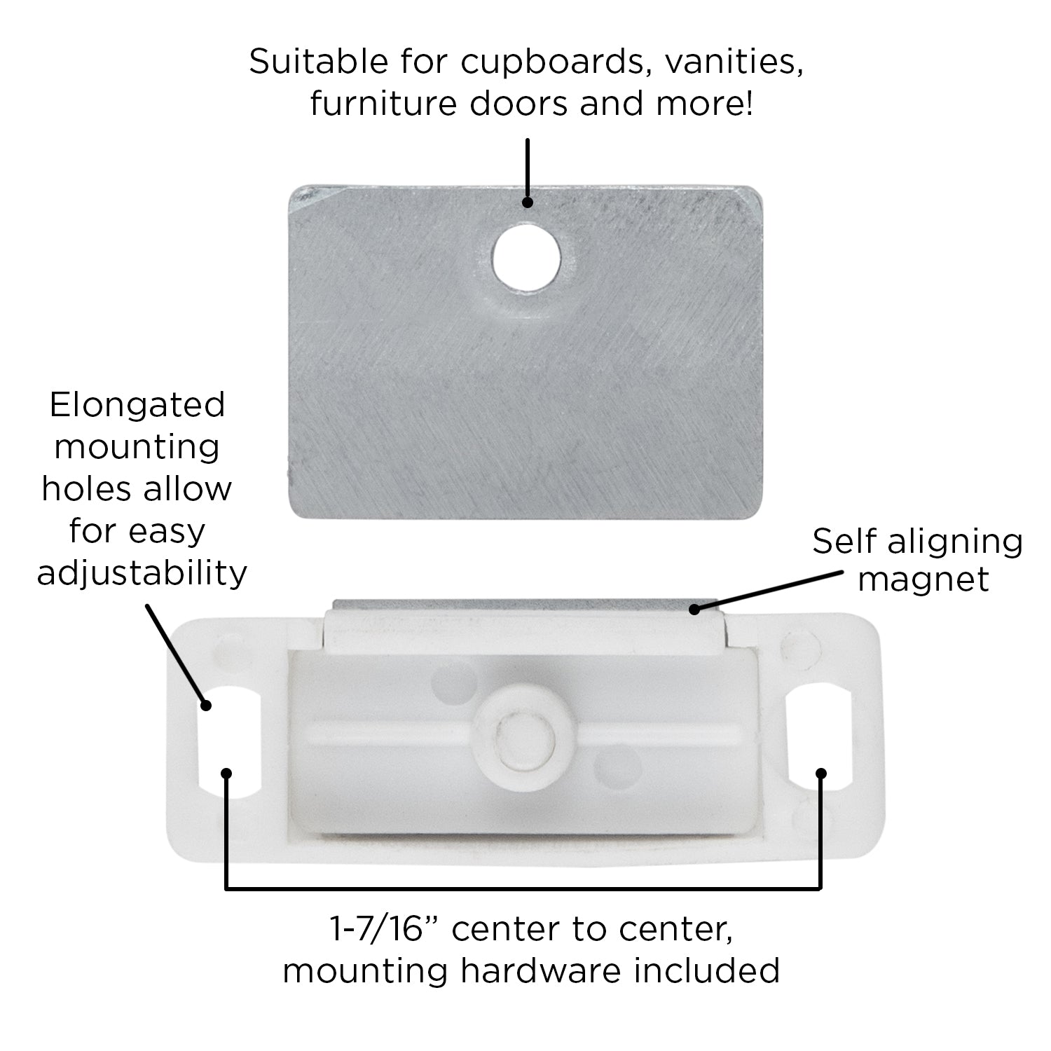 Magnetic Catch 1-7/16 Inch Center to Center - Hickory Hardware