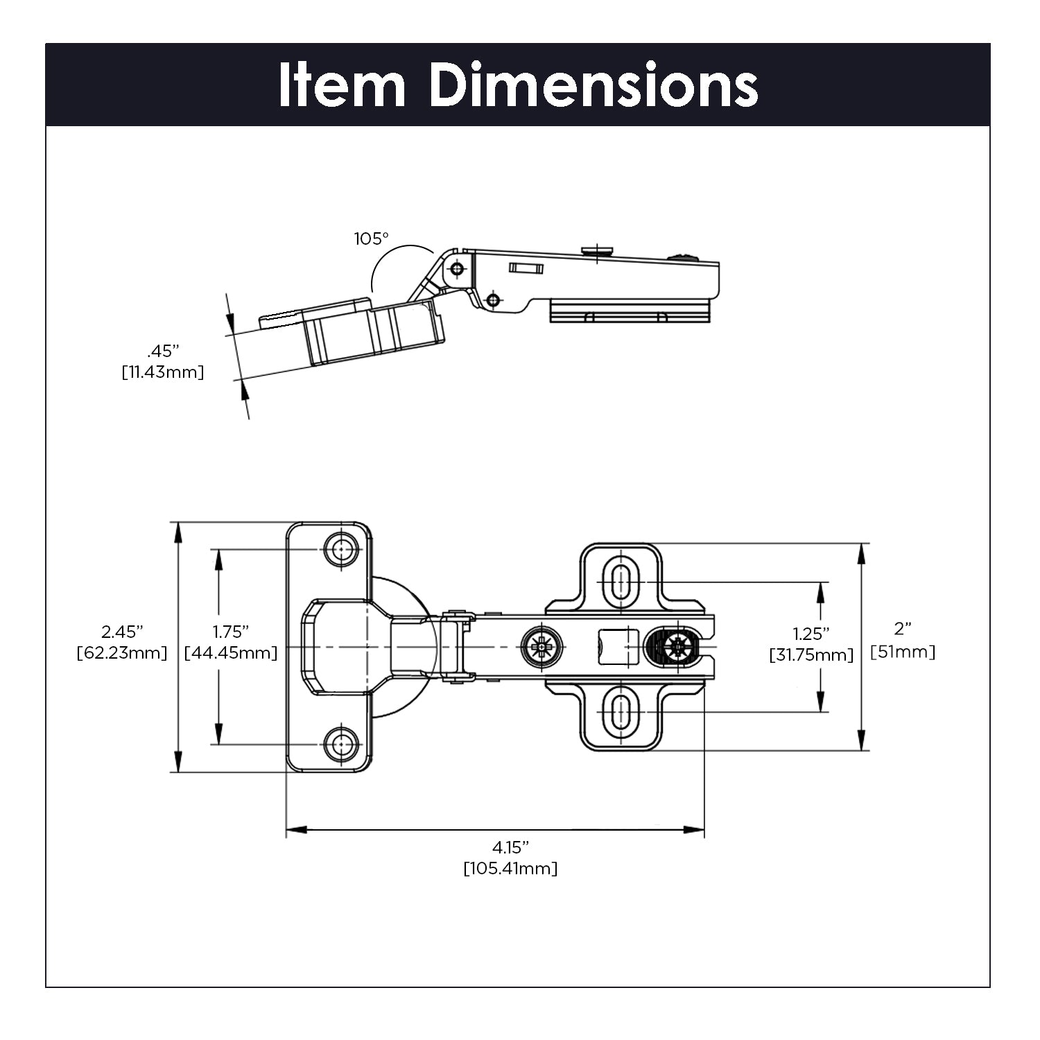 Hinge Concealed Full Overlay Frameless Self-Close in Polished Nickel - Hickory Hardware
