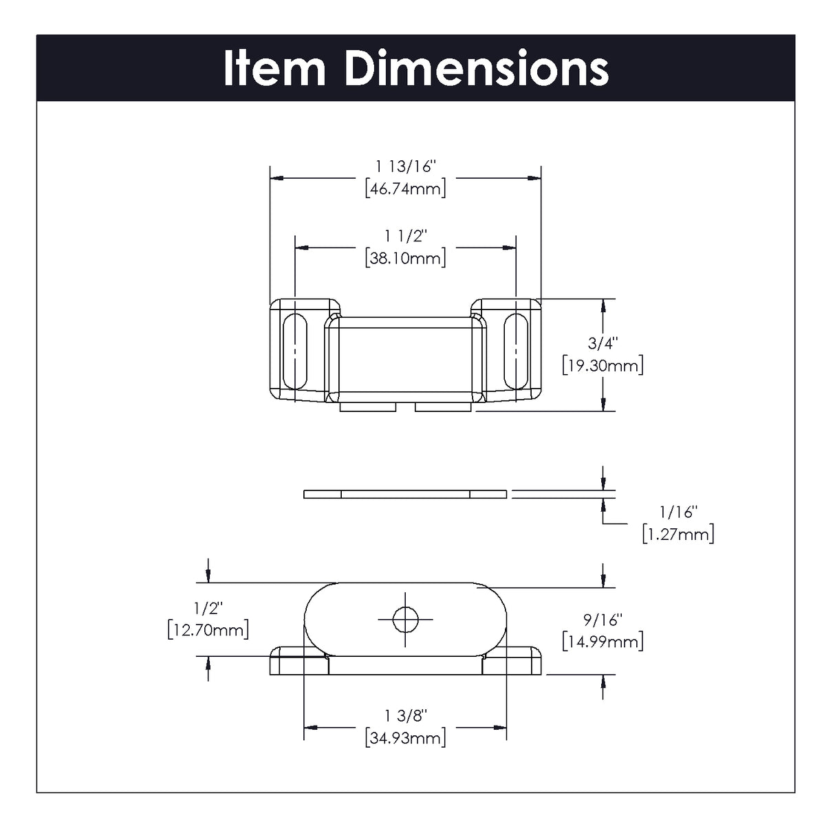 Magnetic Catch 1-1/2 Inch Center to Center in Statuary Bronze - Hickory Hardware