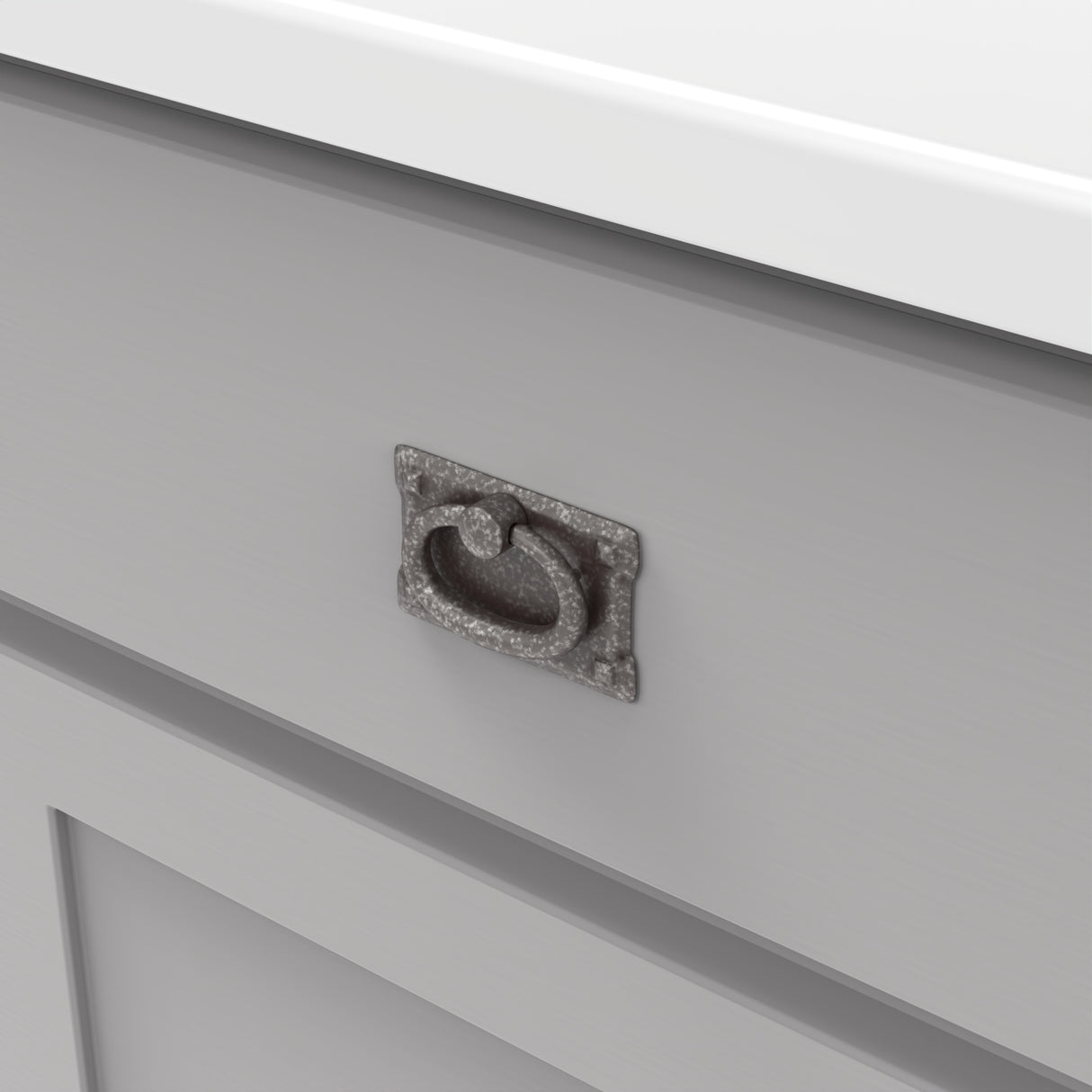 Ring Pull 1-1/8 Inch Center to Center in Black Mist Antique - Old Mission Collection