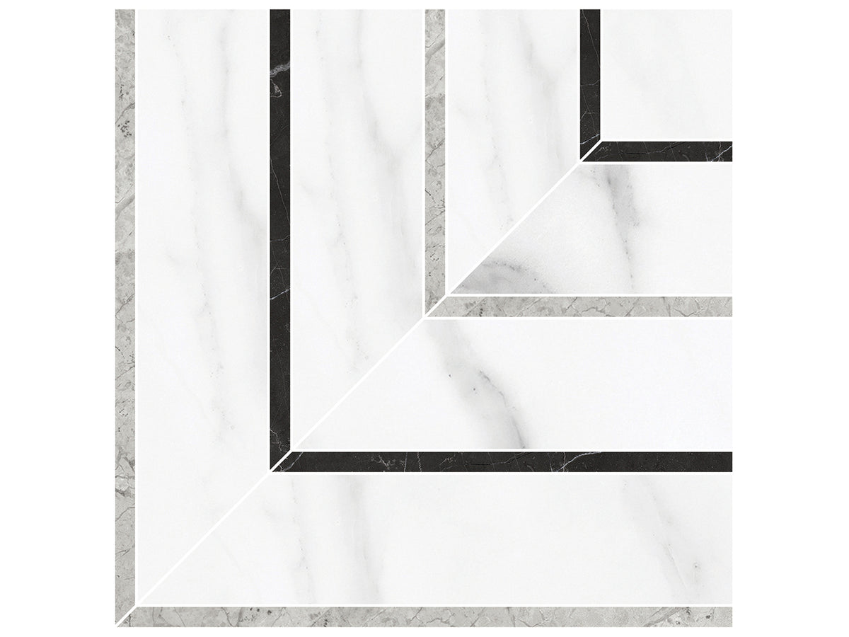 Picco La Marca Statuario Nuovo Honed Glazed Porcelain Mosaic