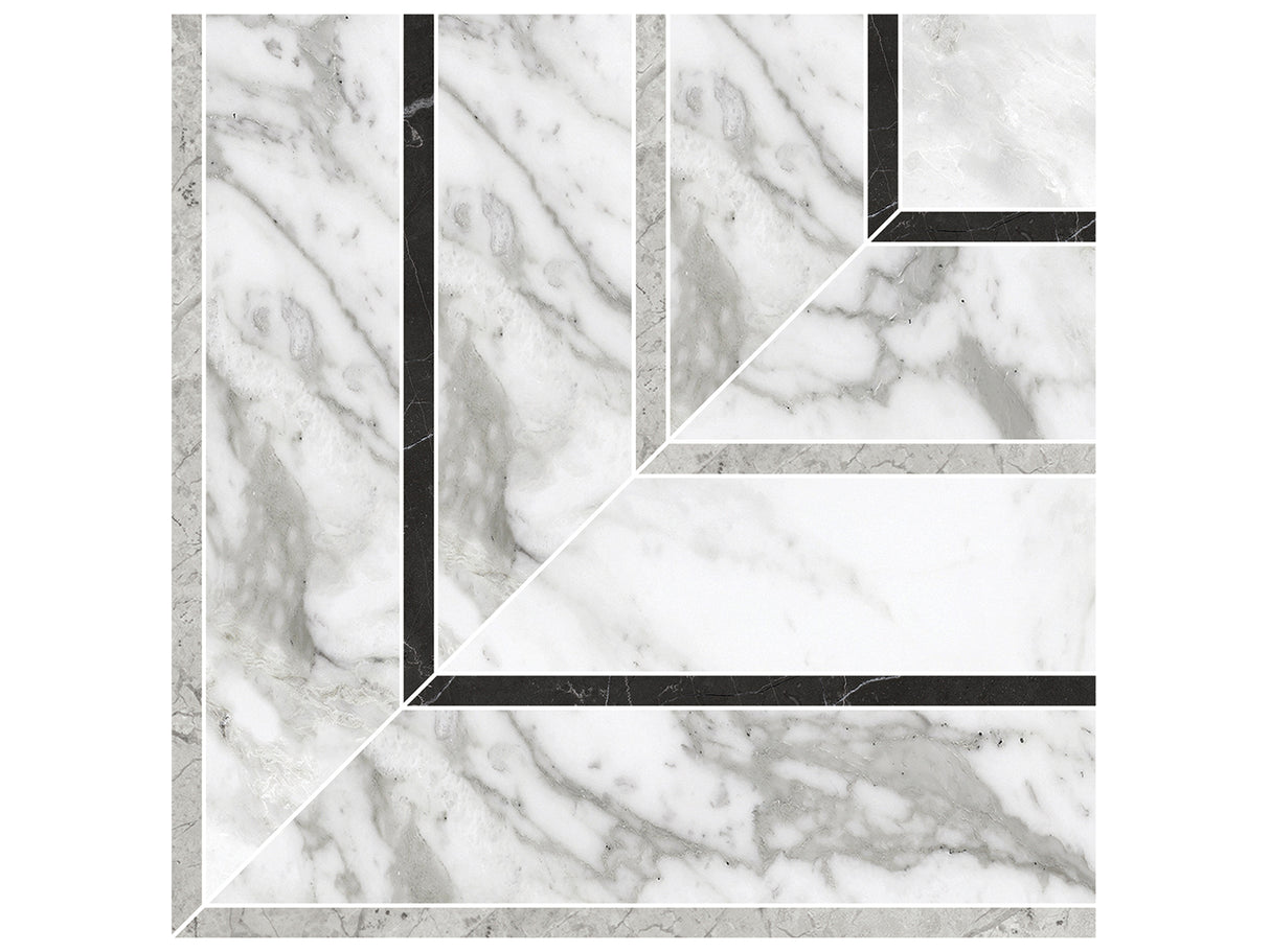 Picco La Marca Arabescato Honed Glazed Porcelain Mosaic