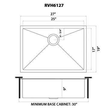 27-inch Undermount Stainless Steel Kitchen Sink 16 Gauge Single Bowl
