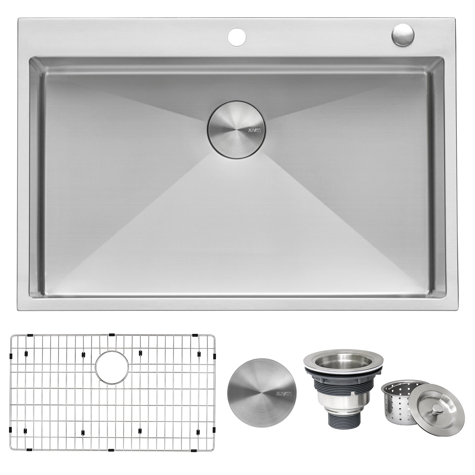 Drop-In Top Mount 16-Gauge Stainless Steel 36 in. x 22 in. x 10 in. Single Bowl Kitchen Sink Combo