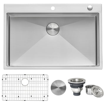 33 x 22 inch Drop-in Tight Radius 16 Gauge Stainless Steel Topmount Kitchen Sink Single Bowl