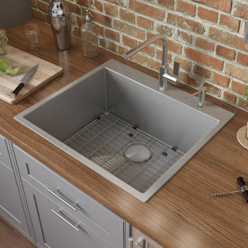 25-inch Drop-in Tight Radius Topmount 16 Gauge Stainless Steel Kitchen Sink Single Bowl