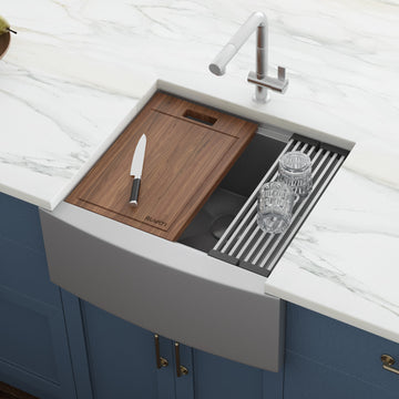 24-inch Apron-front Workstation Farmhouse Kitchen Sink 16 Gauge Stainless Steel Single Bowl
