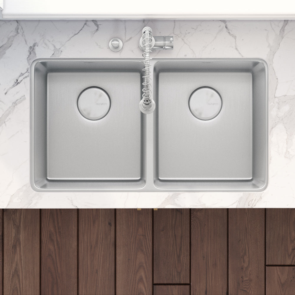Undermount Kitchen Sink 50/50 Double Bowl 16 Gauge Stainless Steel
