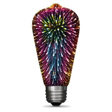 ST19 Infinity 3D Fireworks Effect LED Bulb, 2 Watts, E26, Prismatic White, Non-dimmable