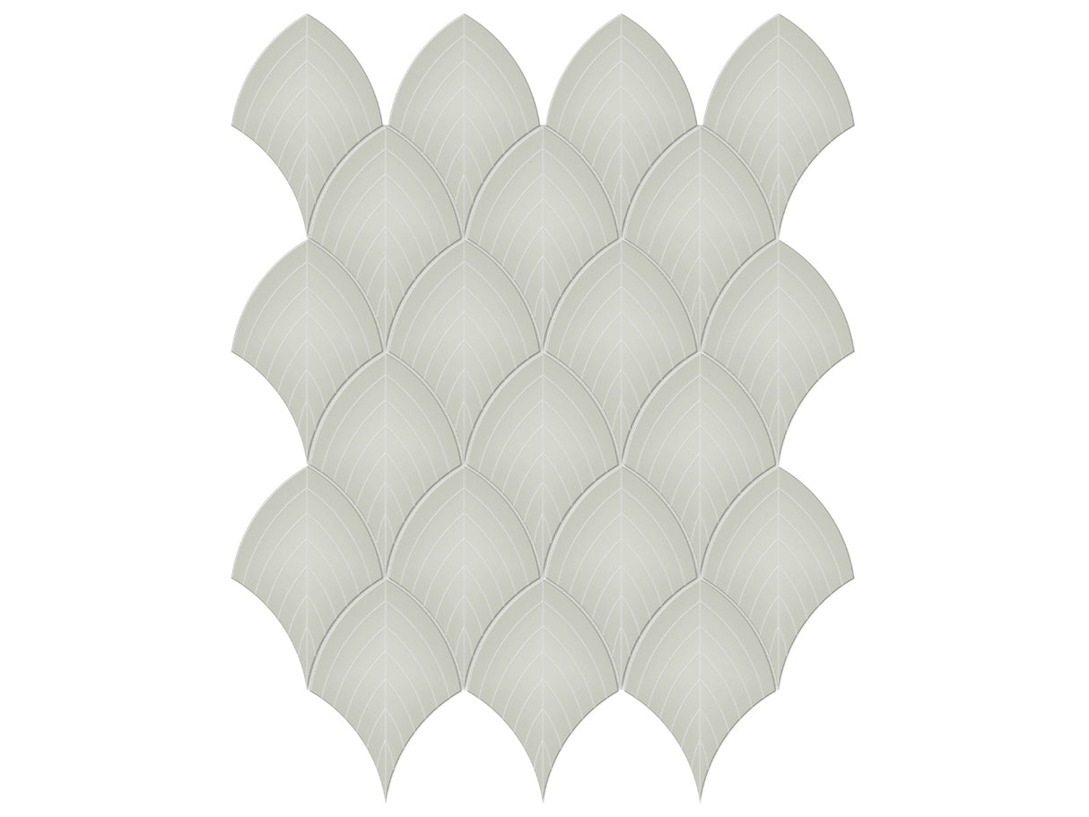 Scallop Soho Soft Sage Glossy Glazed Porcelain Mosaic