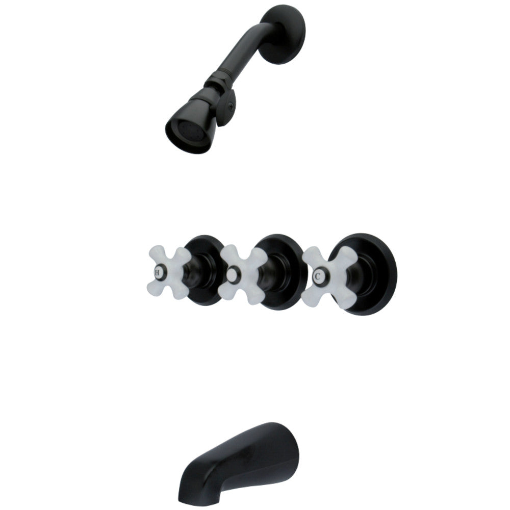 Three Handle Combination Tub & Shower Diverter Faucet