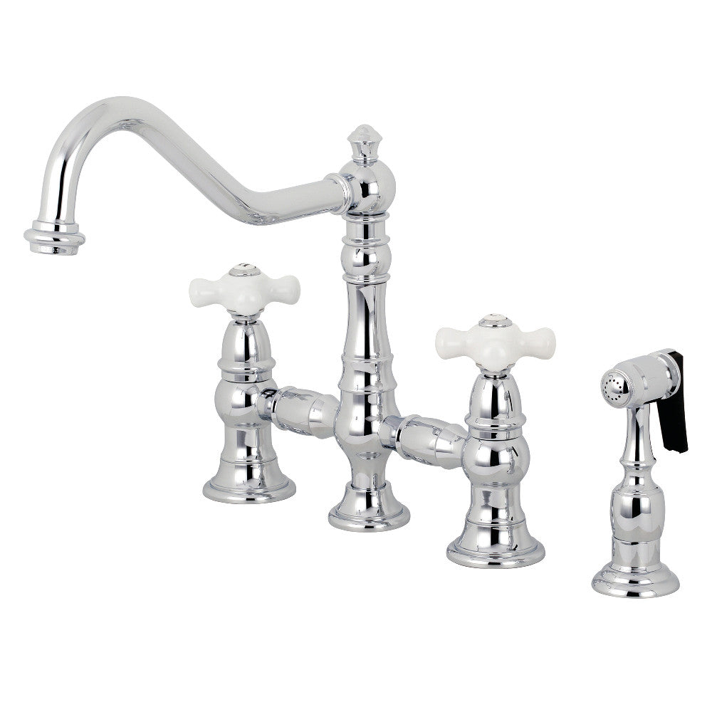 Restoration 8" Bridge Kitchen Faucet With Sprayer, 1.8 GPM Flow Rate