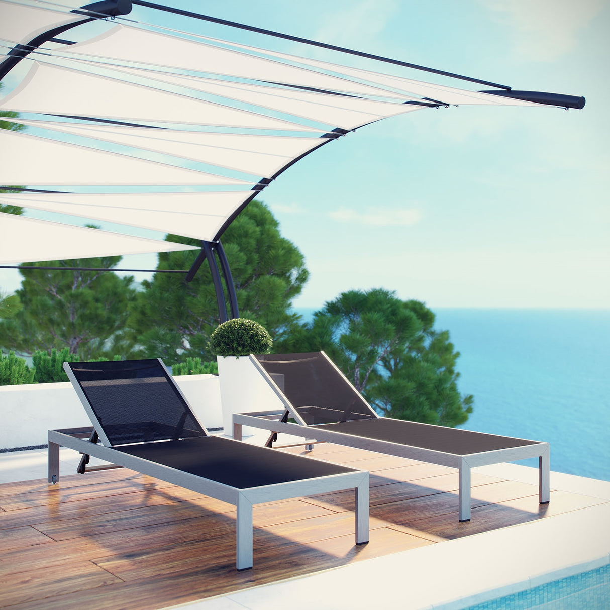 Shore Outdoor Patio Aluminum Mesh Chaise - BUILDMYPLACE