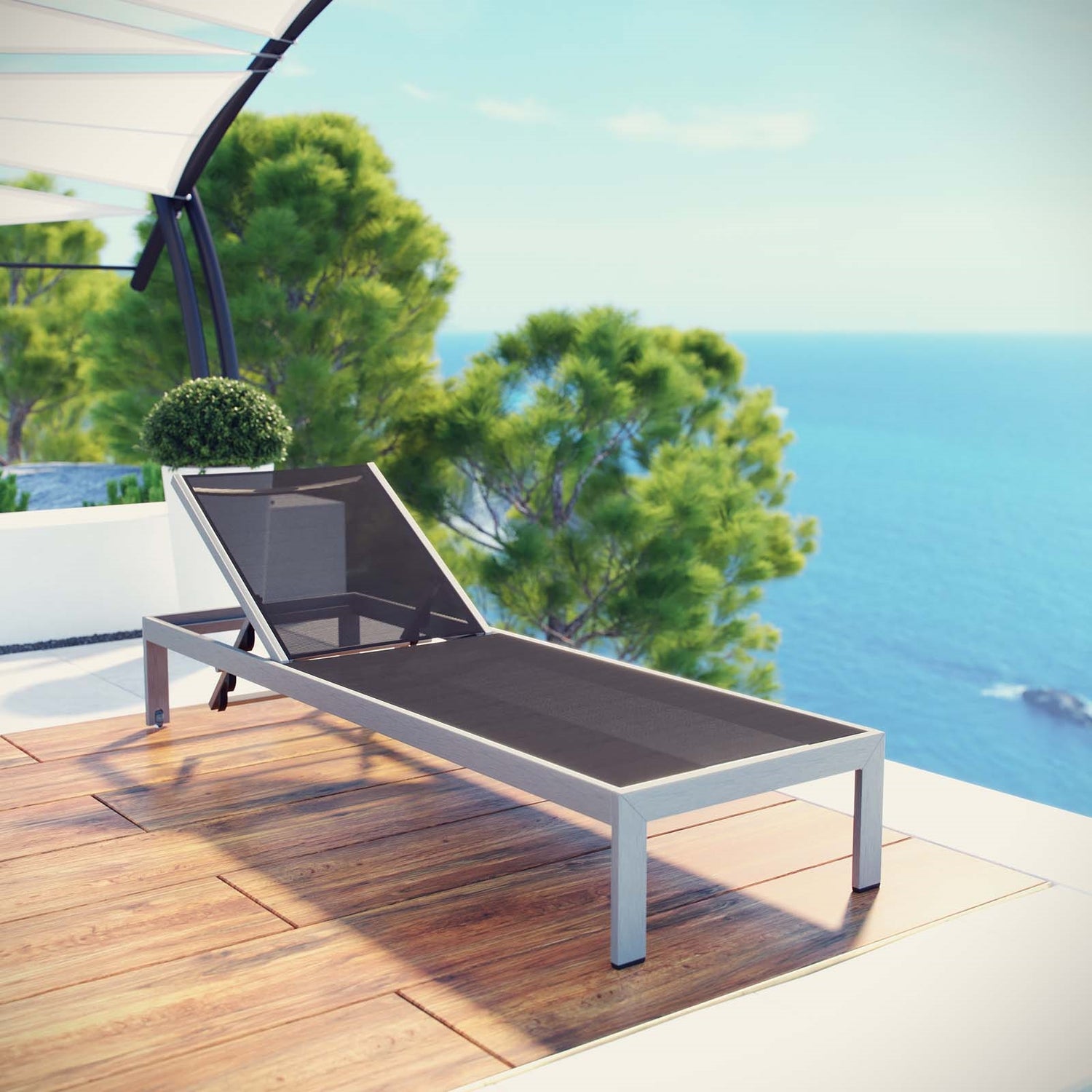 Shore Outdoor Patio Aluminum Mesh Chaise - BUILDMYPLACE