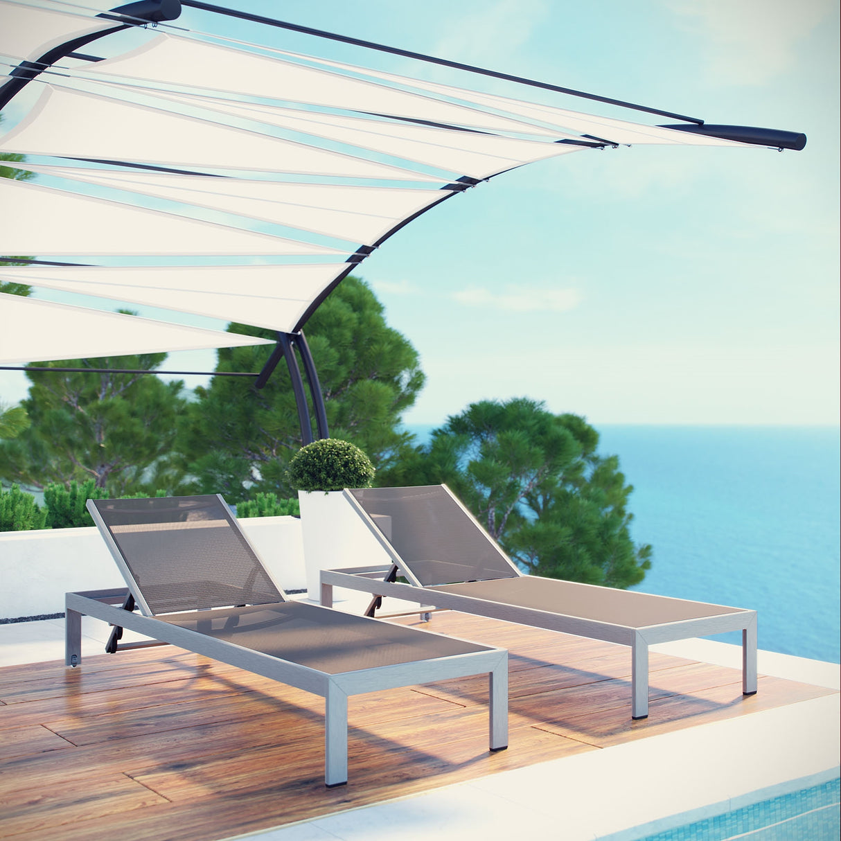 Shore Outdoor Patio Aluminum Mesh Chaise - BUILDMYPLACE