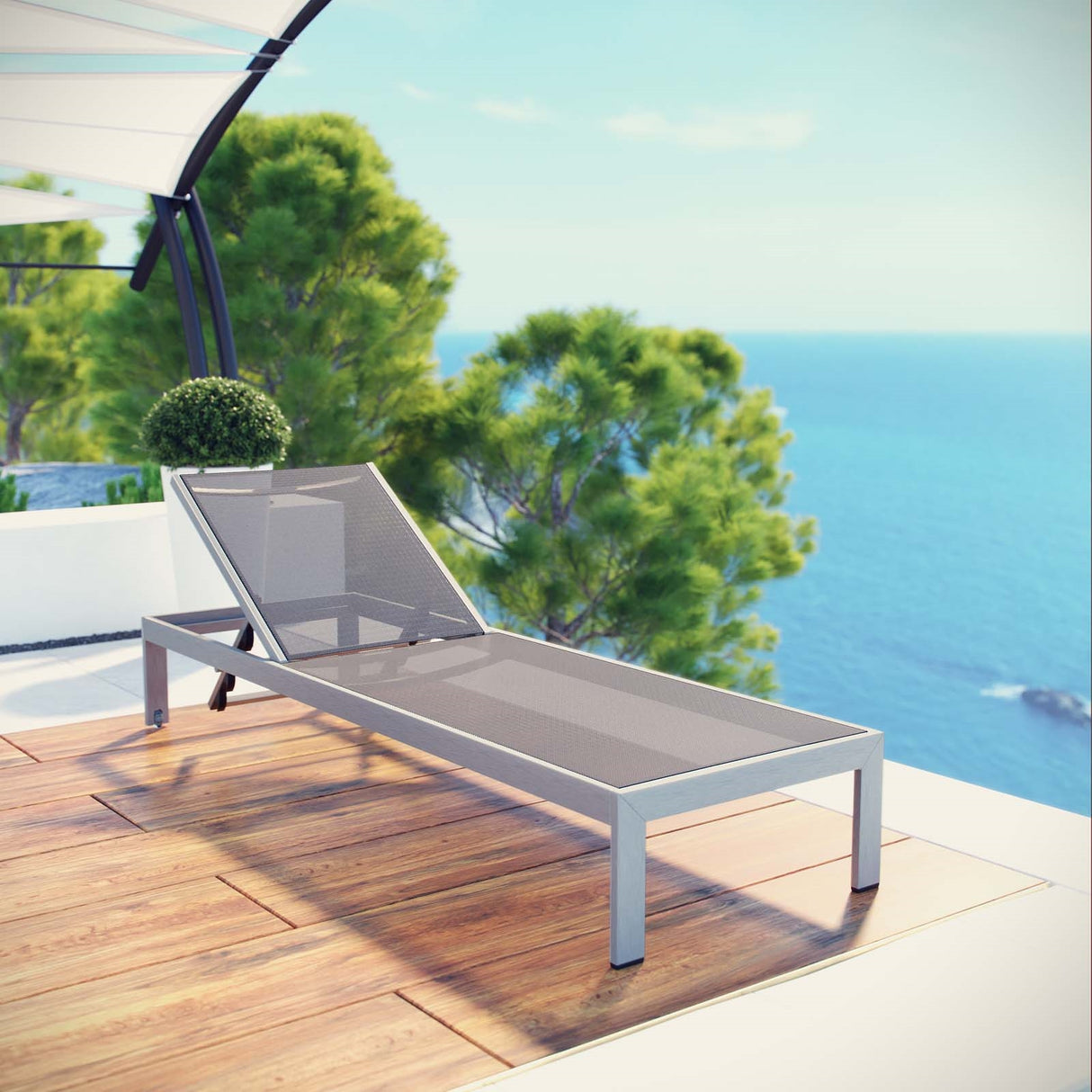 Shore Outdoor Patio Aluminum Mesh Chaise - BUILDMYPLACE