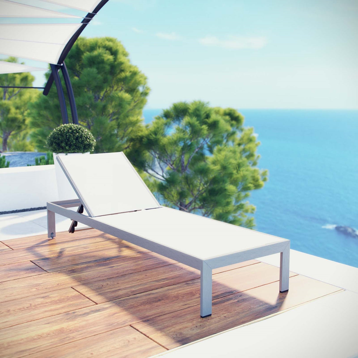 Shore Outdoor Patio Aluminum Mesh Chaise - BUILDMYPLACE
