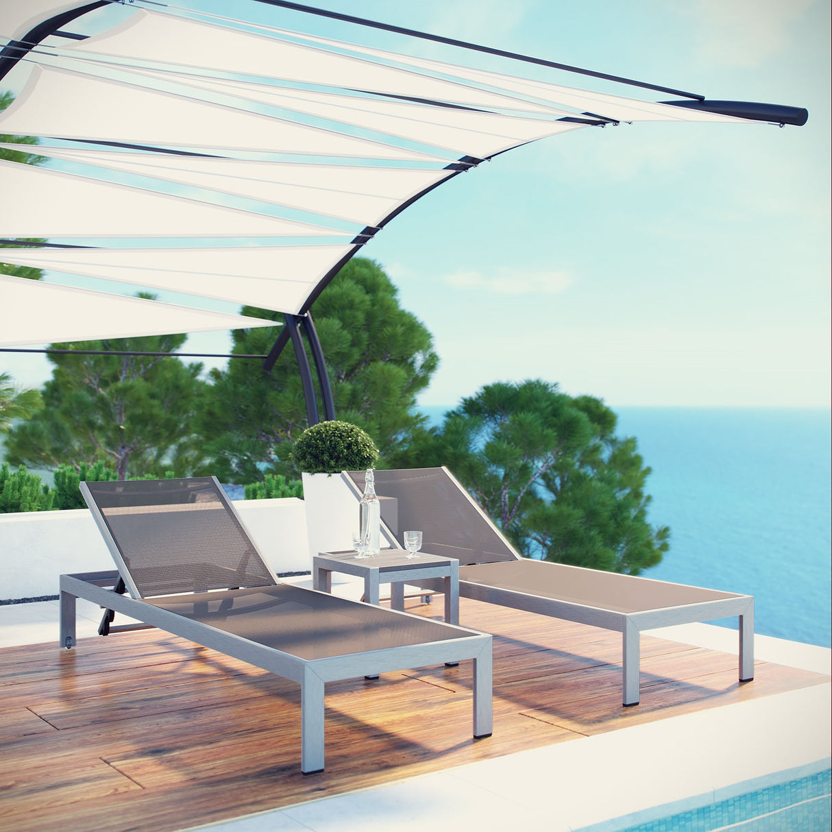 Shore 3 Piece 2 Seater Outdoor Patio Aluminum Set - BUILDMYPLACE