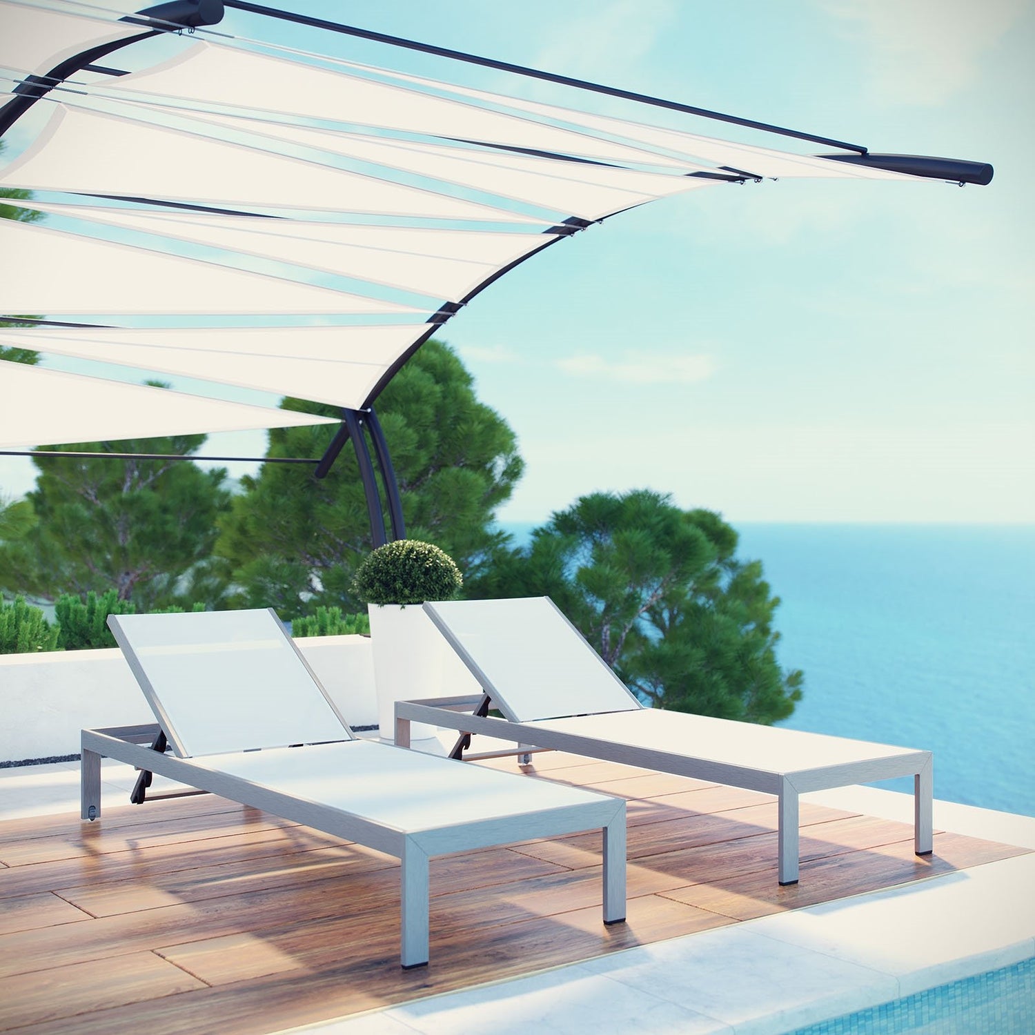 Shore Outdoor Patio Aluminum Mesh Chaise - BUILDMYPLACE