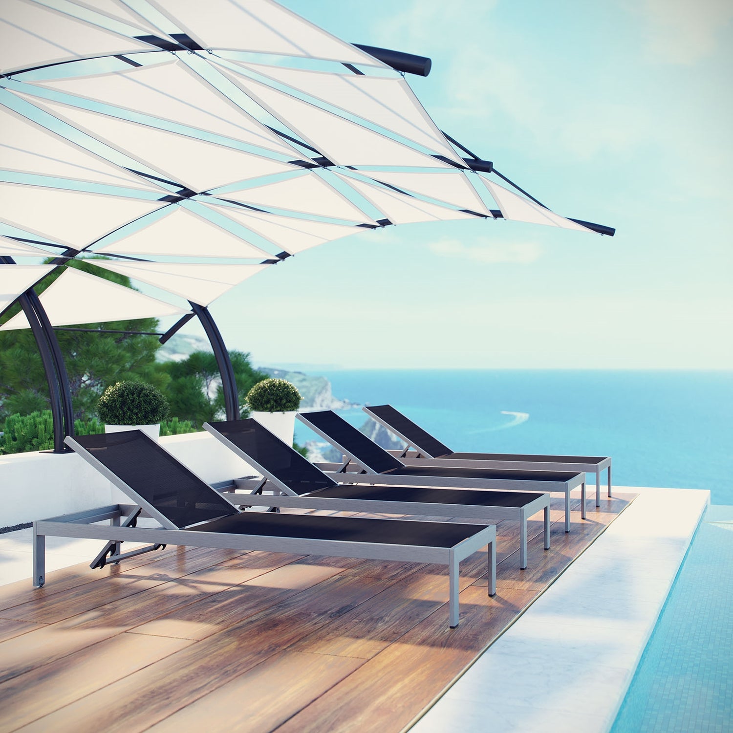 Shore Outdoor Patio Aluminum Mesh Chaise - BUILDMYPLACE