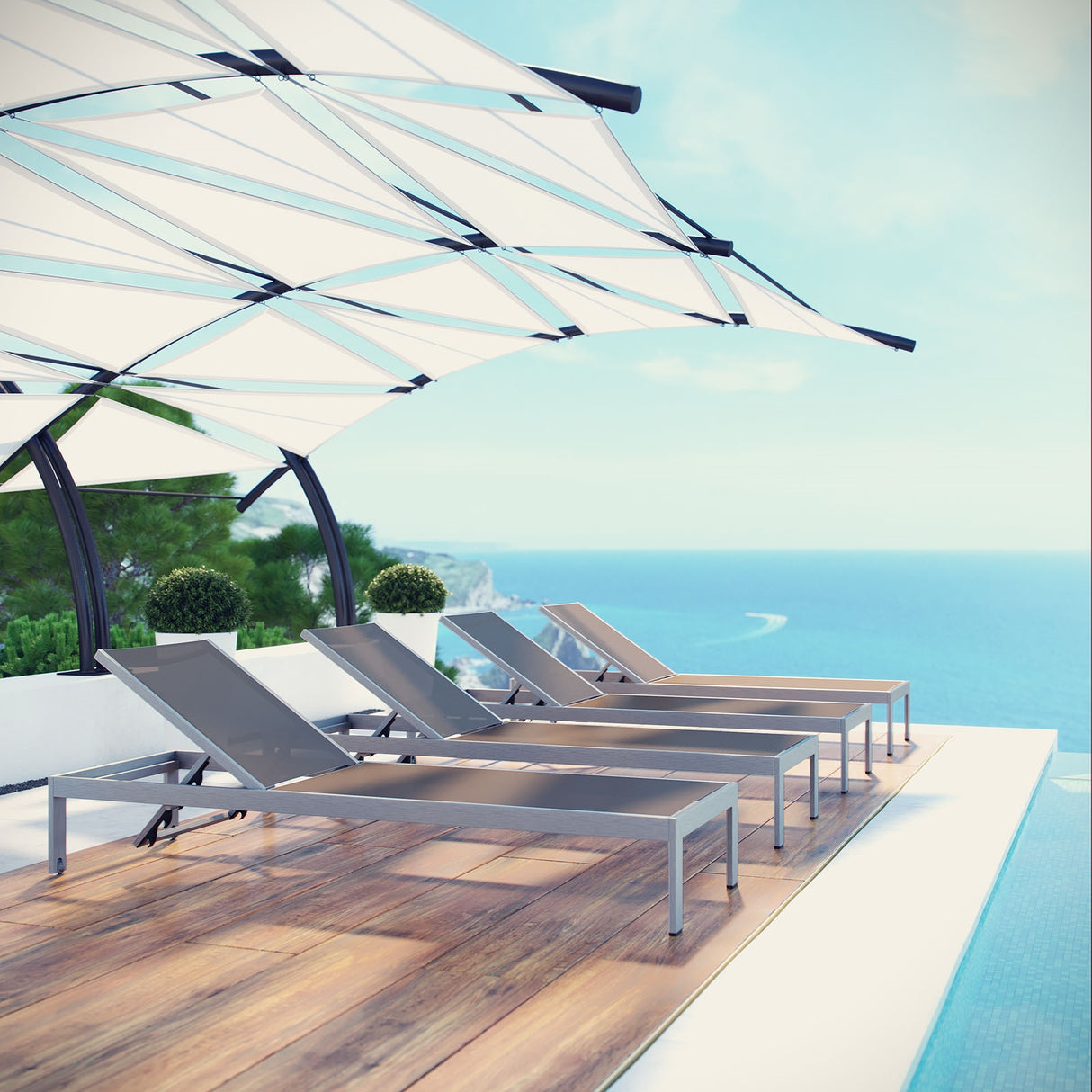 Shore Outdoor Patio Aluminum Mesh Chaise - BUILDMYPLACE