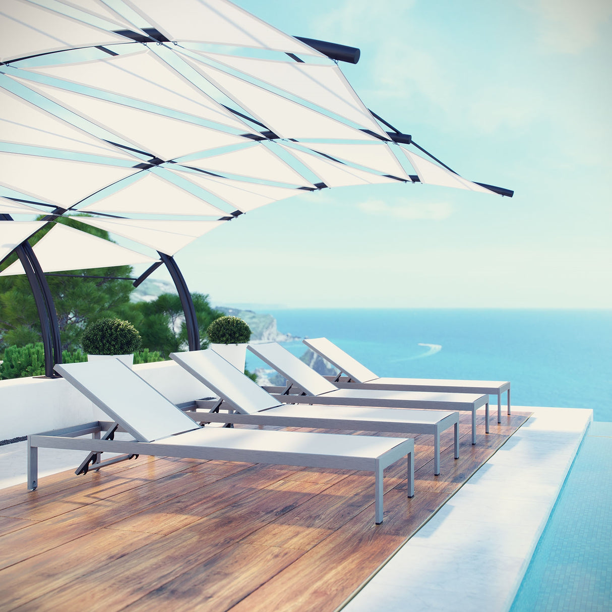 Shore Outdoor Patio Aluminum Mesh Chaise - BUILDMYPLACE