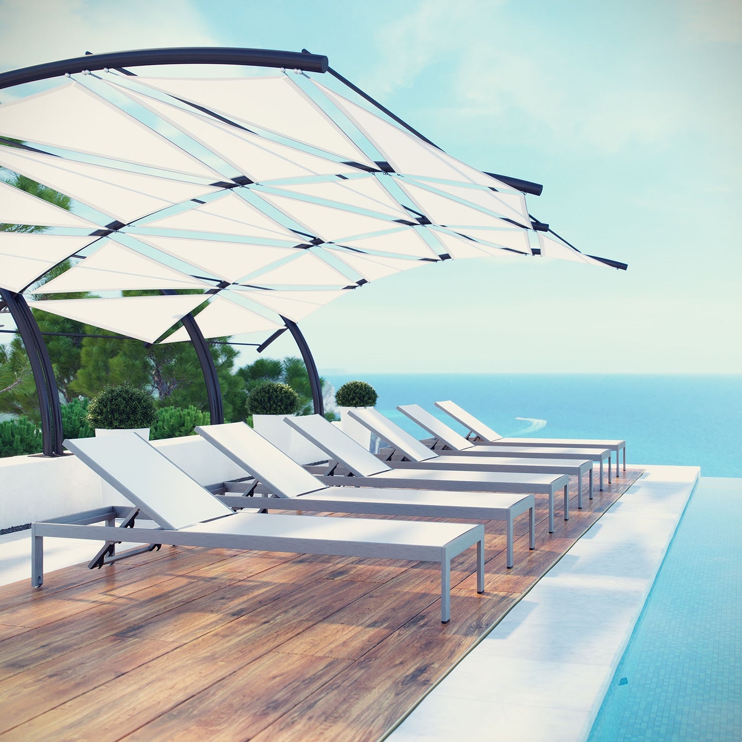 Shore Outdoor Patio Aluminum Mesh Chaise - BUILDMYPLACE