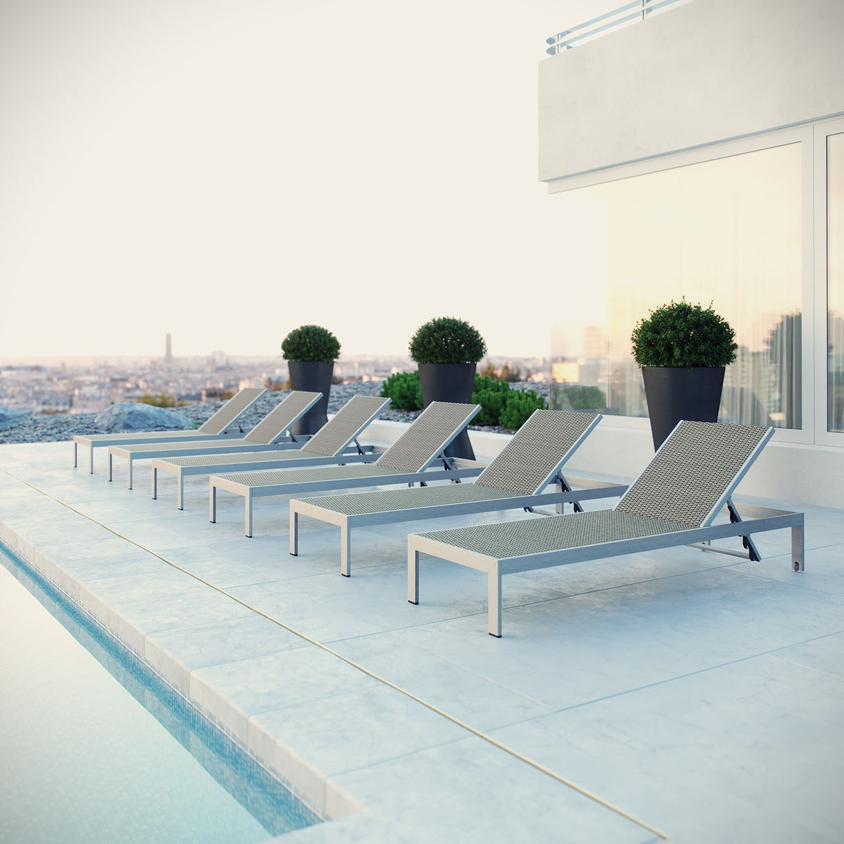 Shore Chaise Outdoor Patio Aluminum Set of 6 - BUILDMYPLACE