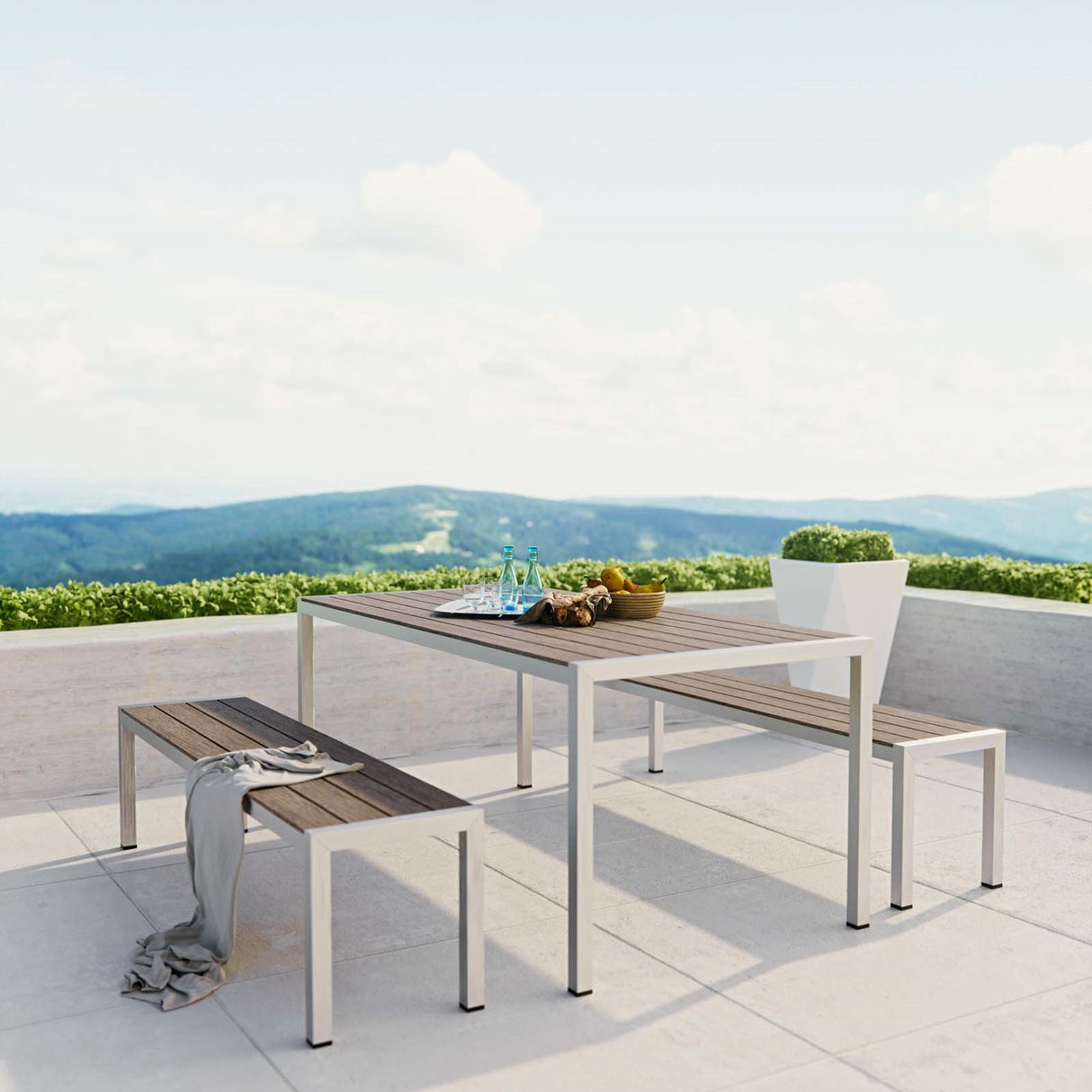 Shore 3 Piece Outdoor Patio Aluminum Dining Set - BUILDMYPLACE