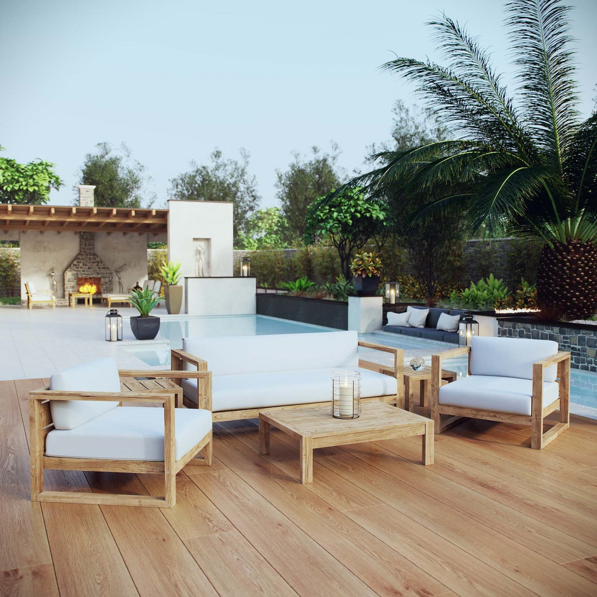 Upland 6 Piece Outdoor Patio Teak Set - BUILDMYPLACE