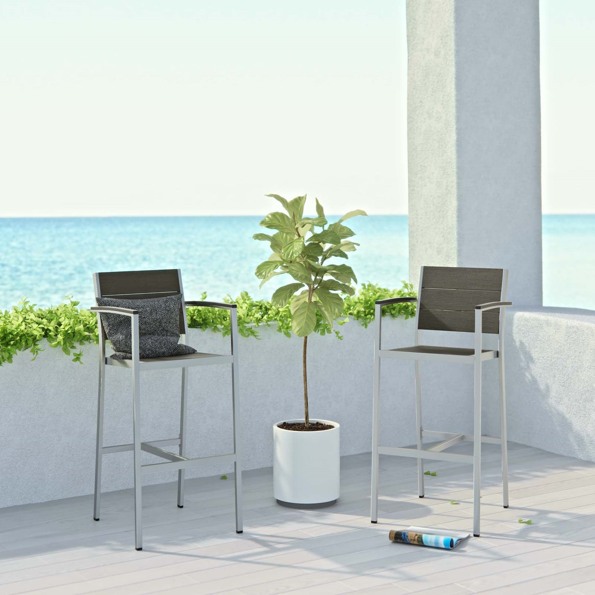 Shore Bar Stool Outdoor Patio Aluminum Set Of 2 - BUILDMYPLACE