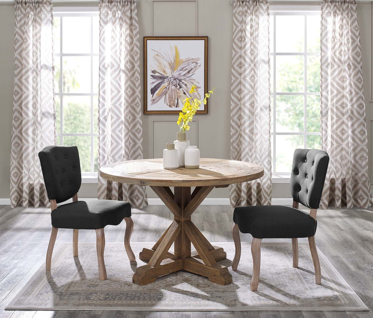 Stitch 47" Round Pine Wood Dining Table - Farmhouse Kitchen And Dining Room Table - BUILDMYPLACE