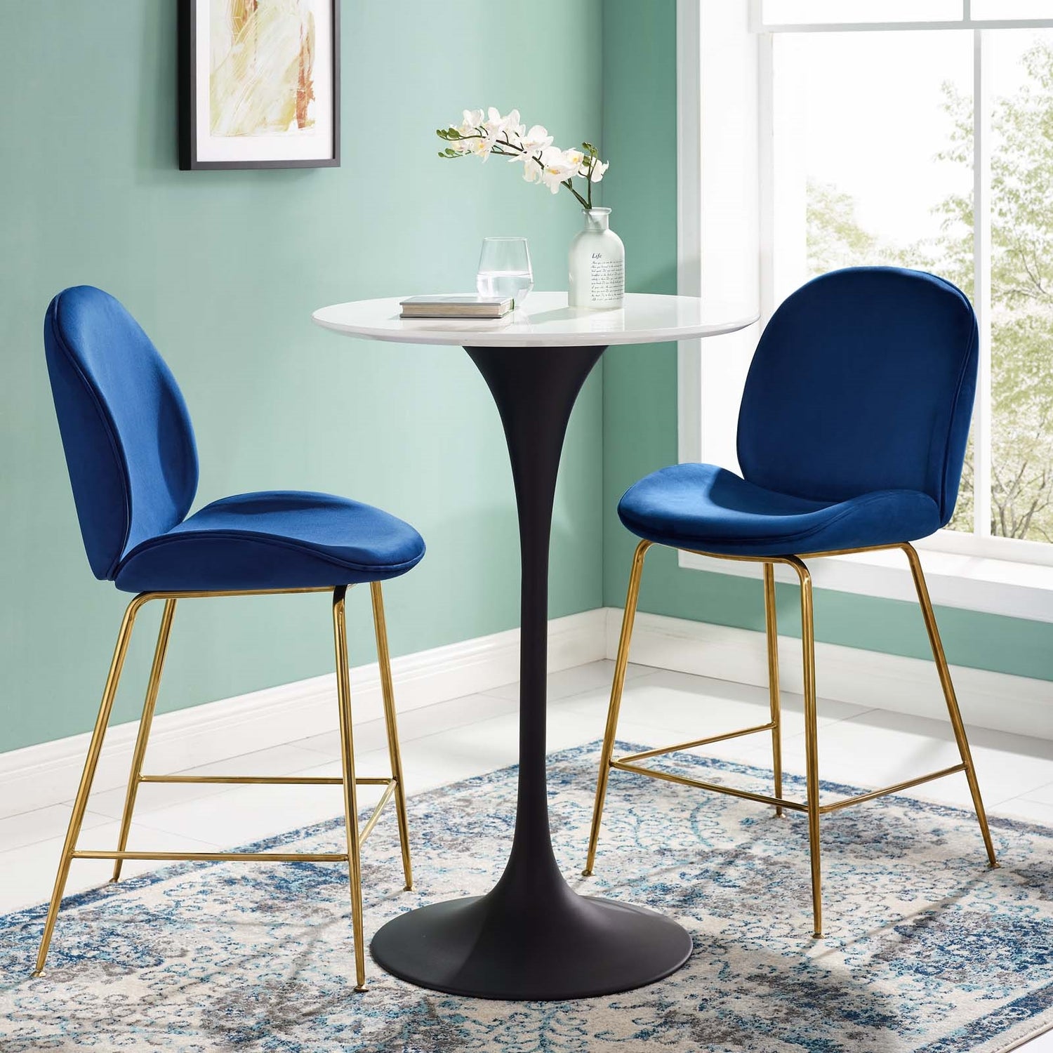 Lippa 28" Round Wood Bar Table In Black Stand - BUILDMYPLACE