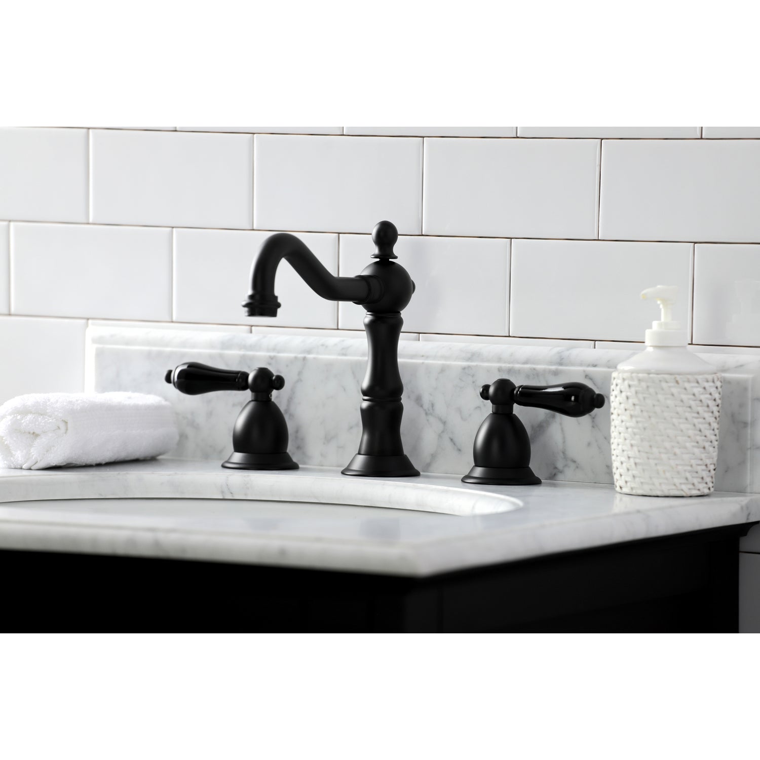Widespread Bathroom Faucet w/ Brass Pop-Up