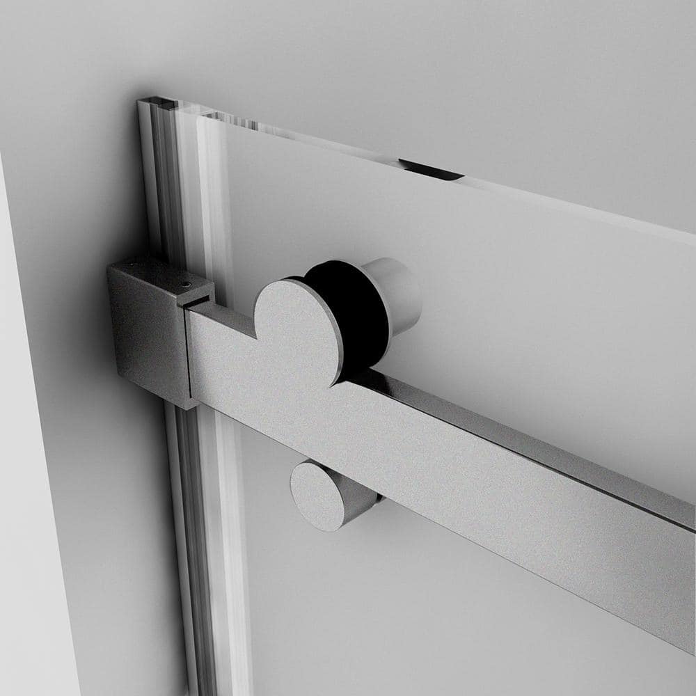 Semi - Frameless Sliding Shower Door With Clear Glass And Horizontal Handles - Lagoon