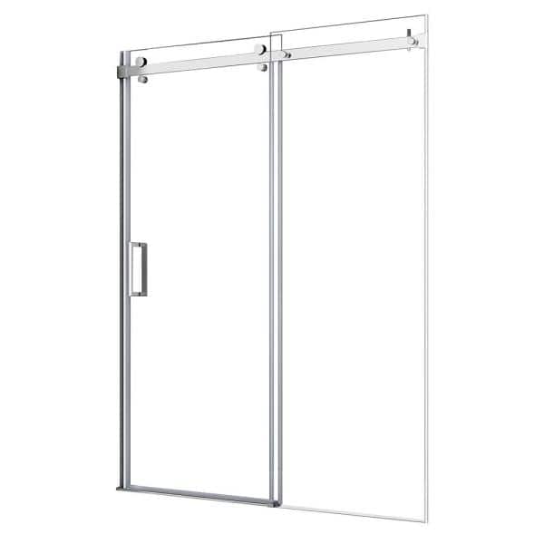Semi - Frameless Sliding Shower Door With Clear Glass And Horizontal Handles - Lagoon