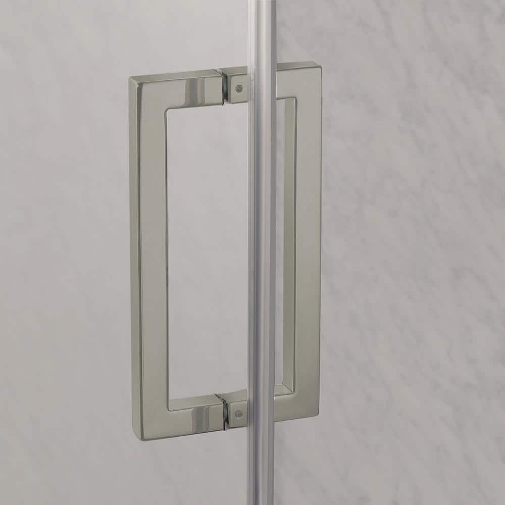 Marina Framed Stainless Steel Pivot Shower Door & Panel with 3/8 In Tempered Safety Glass