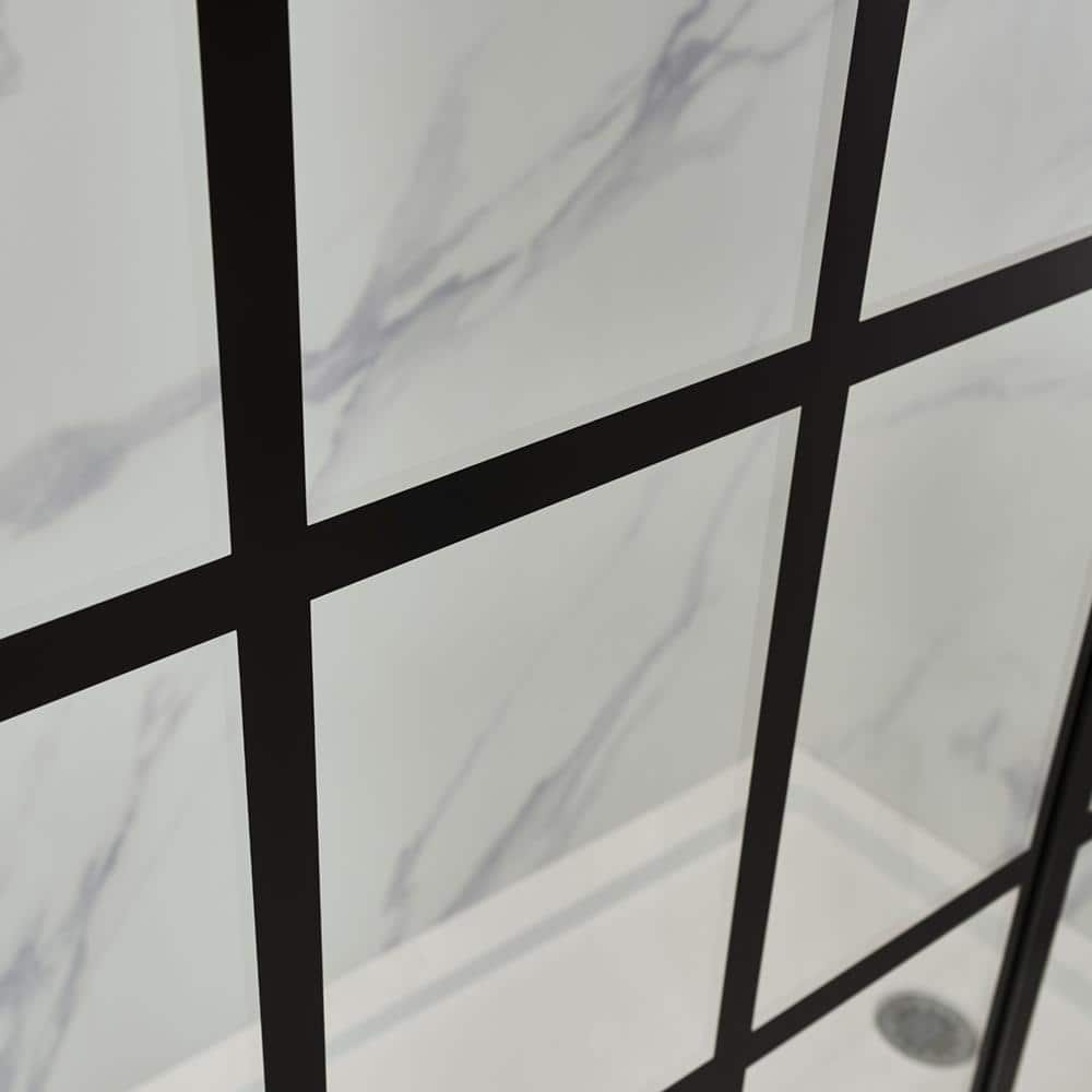 Marina Framed Stainless Steel Pivot Shower Door & Panel with 3/8 In Tempered Safety Glass