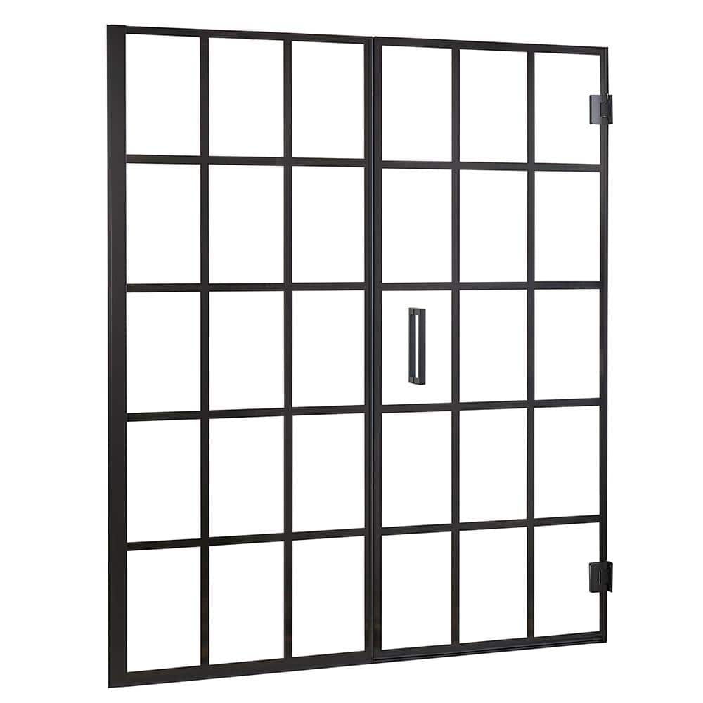 Marina Framed Stainless Steel Pivot Shower Door & Panel with 3/8 In Tempered Safety Glass