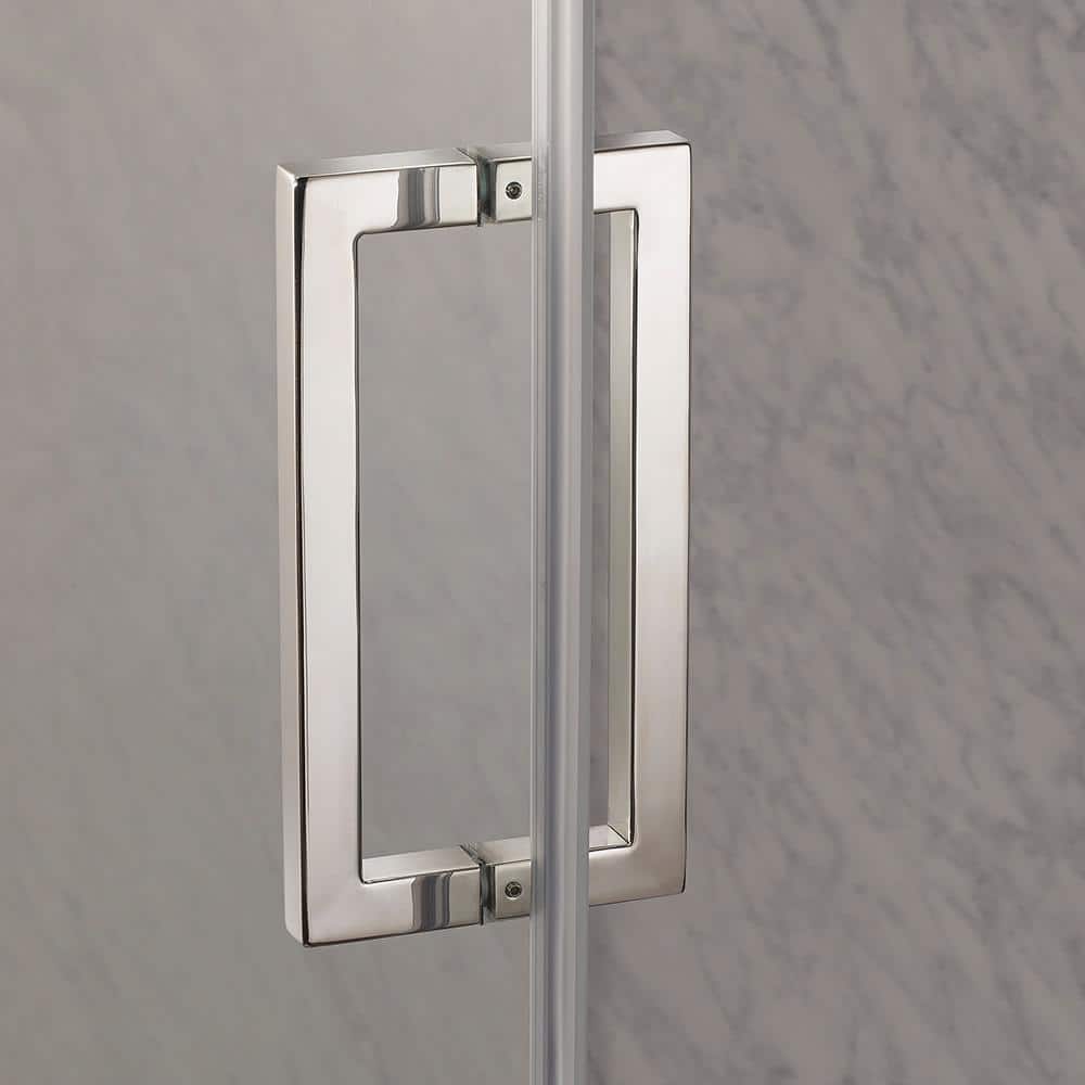 Marina Framed Stainless Steel Pivot Shower Door & Panel with 3/8 In Tempered Safety Glass