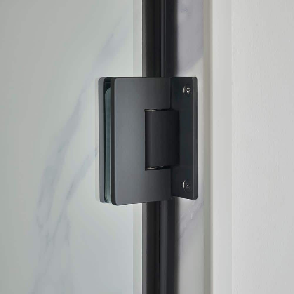 Marina Framed Stainless Steel Pivot Shower Door & Panel with 3/8 In Tempered Safety Glass