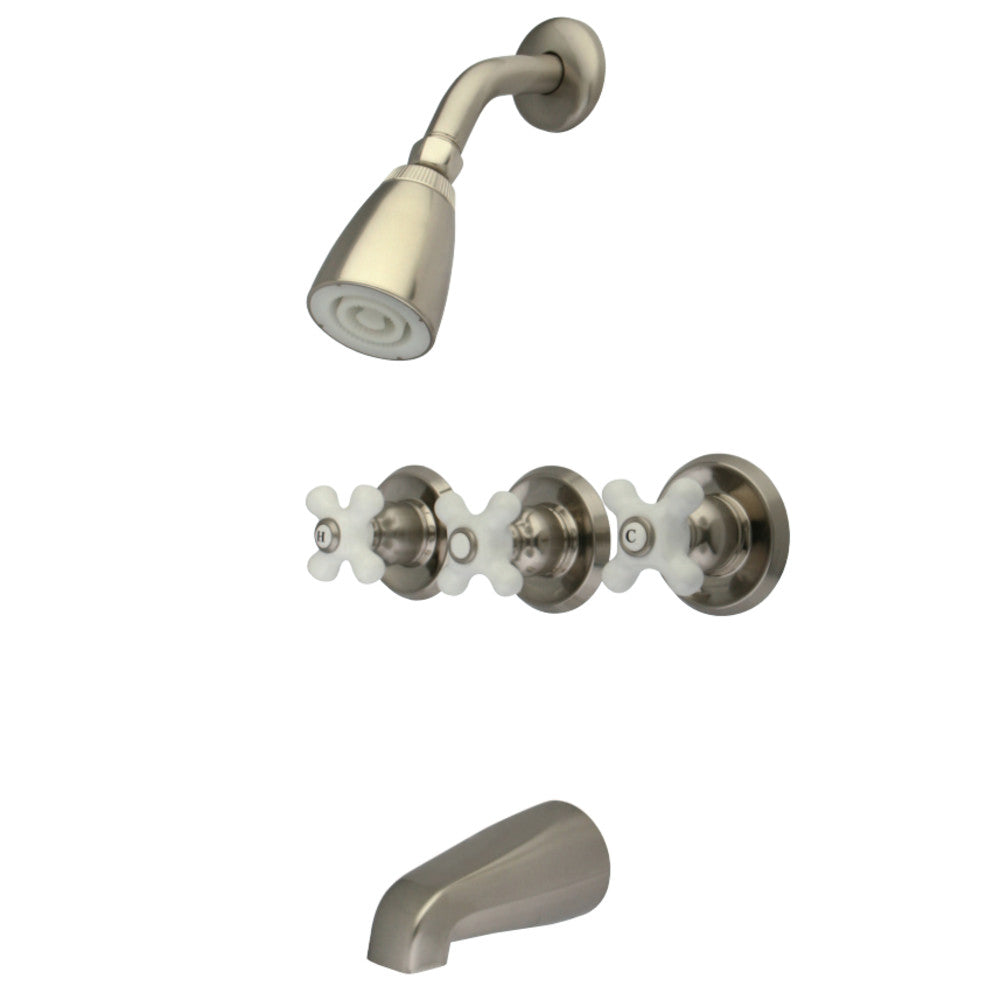 Three Handle Combination Tub & Shower Diverter Faucet