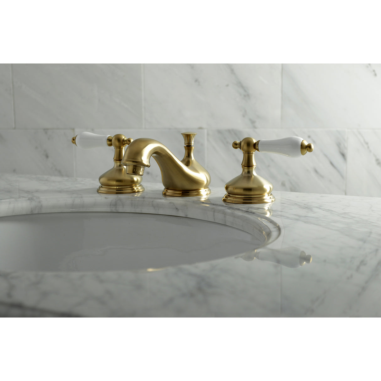 Heritage Widespread Lavatory Faucet W/ Porcelain Lever Handle