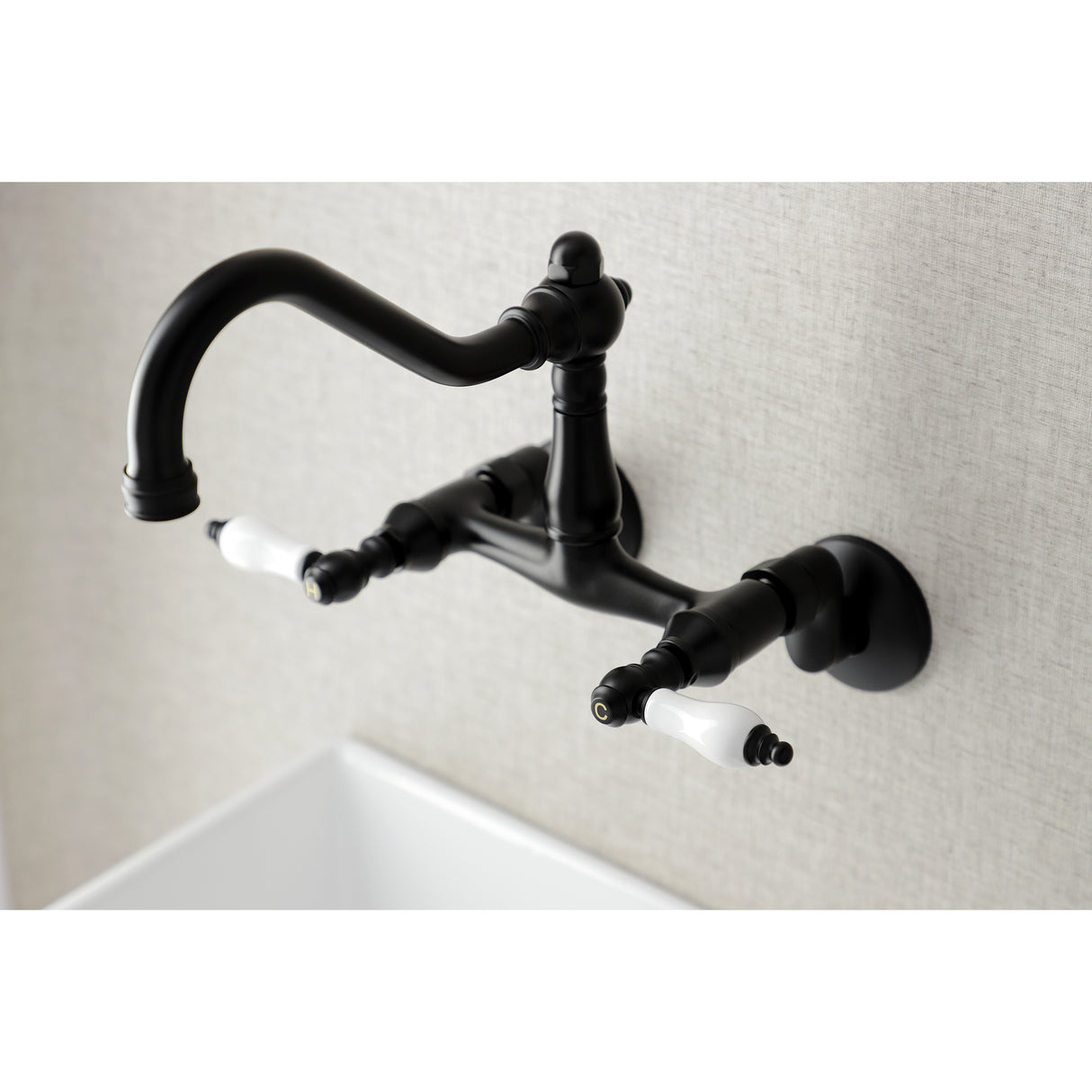 Vintage 6 Inch Adjustable Center Wall Mount Kitchen Faucet