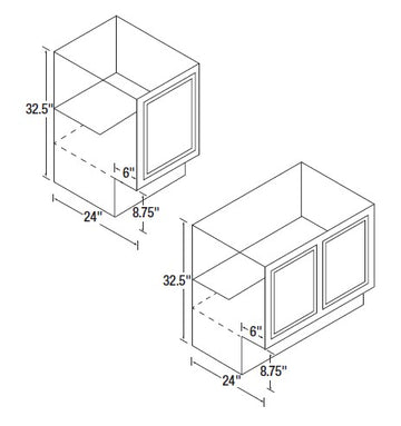 12 inch Wide ADA Cabinets - Single Door - Warmwood Shaker - 12 Inch W x 32.5 Inch H x 24 Inch D