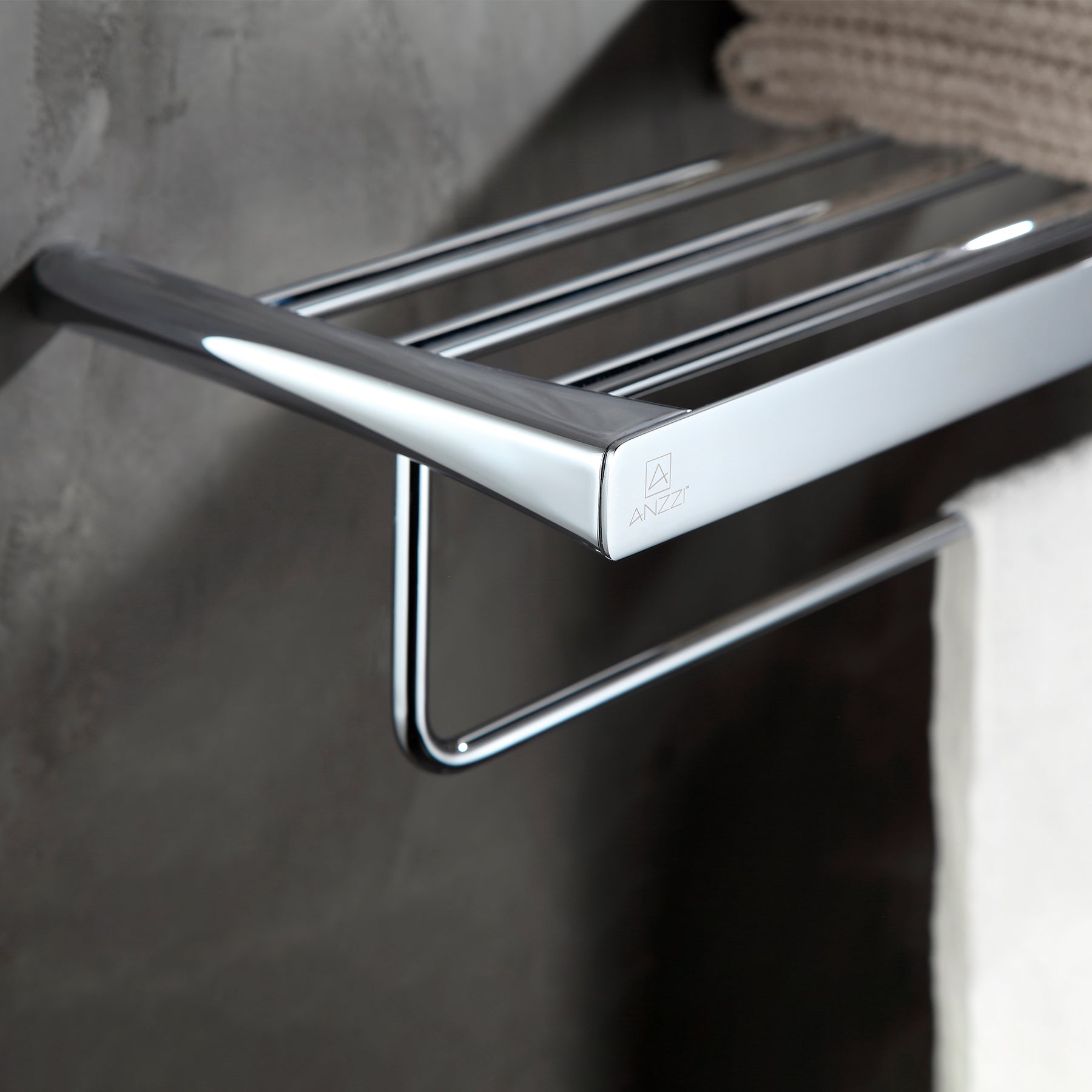 Polished chrome towel discount rail