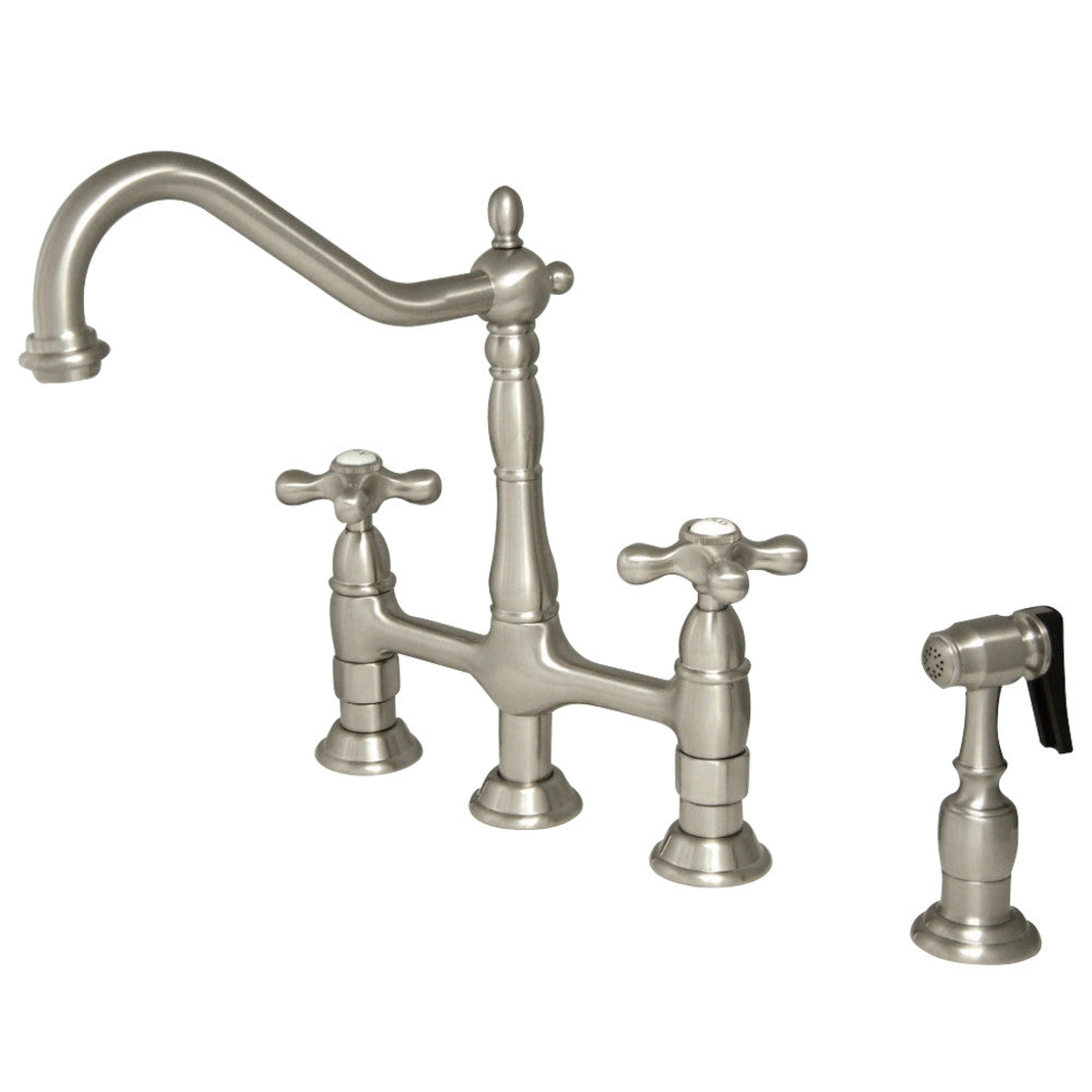 Heritage 8" Center Kitchen Bridge Faucet, 8.9" In Spout Reach