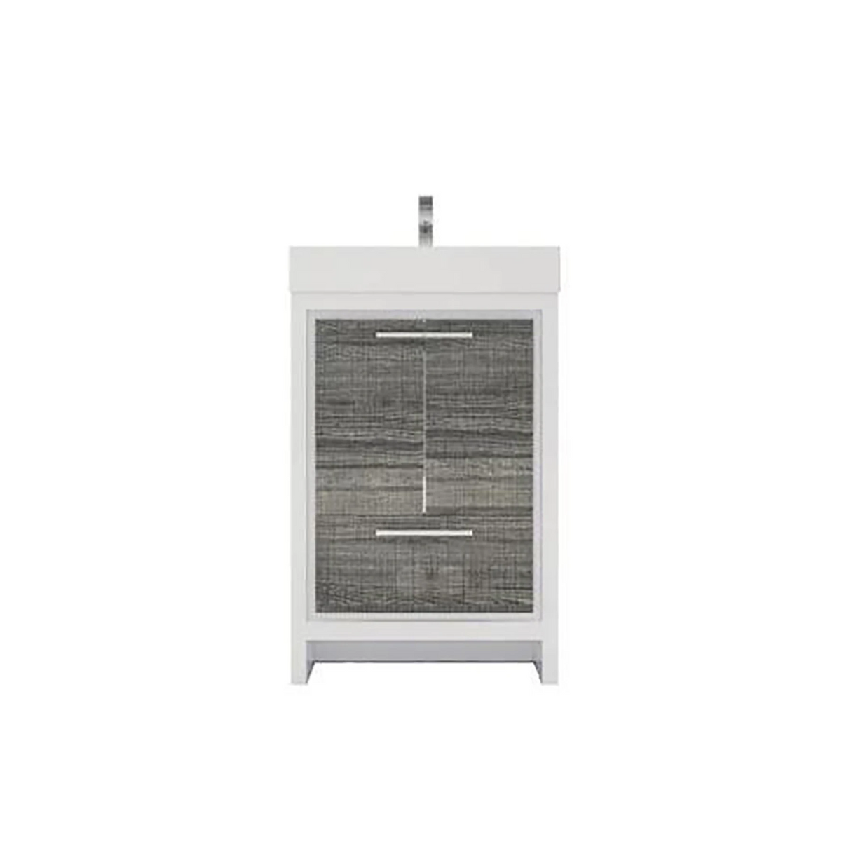 Modern Ashley Freestanding Bathroom Vanity With Acrylic Single Sink, 2 Door & Drawer