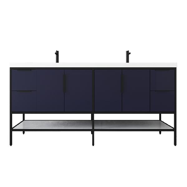 Marinus Freestanding Bathroom Vanity With Reinforced Acrylic Sink, Doors & Open Storage Shelves